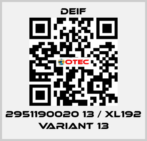 2951190020 13 / XL192 Variant 13 Deif