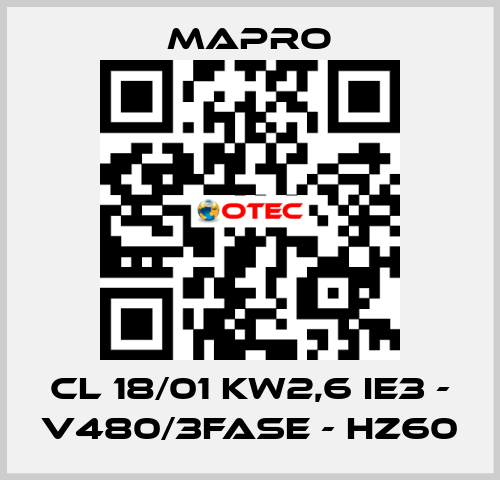 CL 18/01 kW2,6 IE3 - V480/3fase - Hz60 Mapro