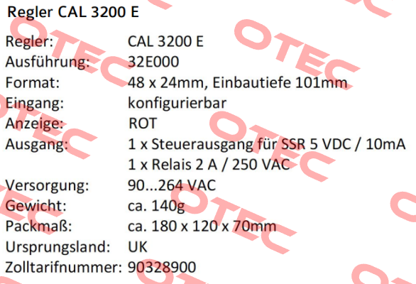 CAL32E000  Cal Controls