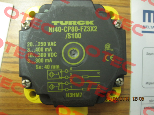 p/n: 13443, Type: NI40-CP80-FZ3X2/S100 Turck