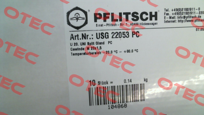 USG 22053 PC (pack x10) PFLITSCH