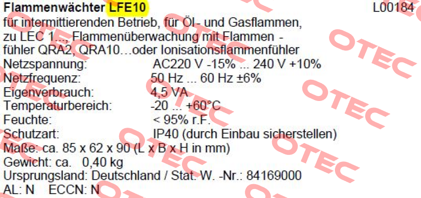 LFE10 (L00184) Siemens (Landis Gyr)