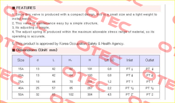 JSV-HT41 (Safety Valve)  Jokwang