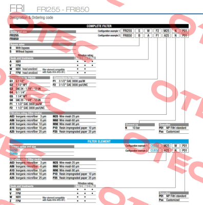 FRI-850-B-V-F1-XXX-N-S MP Filtri